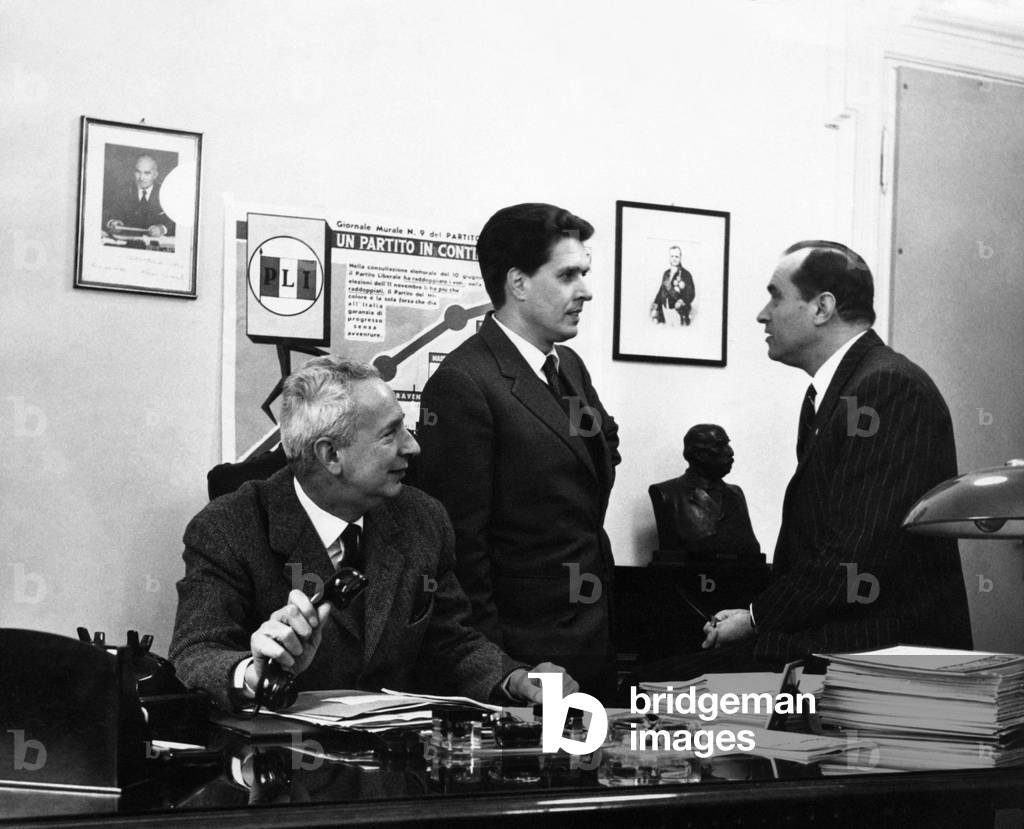 Augusto Premoli, Umberto Bonaldi and Benedetto Cottone during the political campaign, Italy