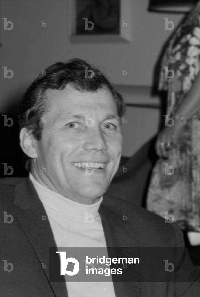 Georges Pretre, French conductor, in a moment of relax, Italy, 1969 (b/w photo)