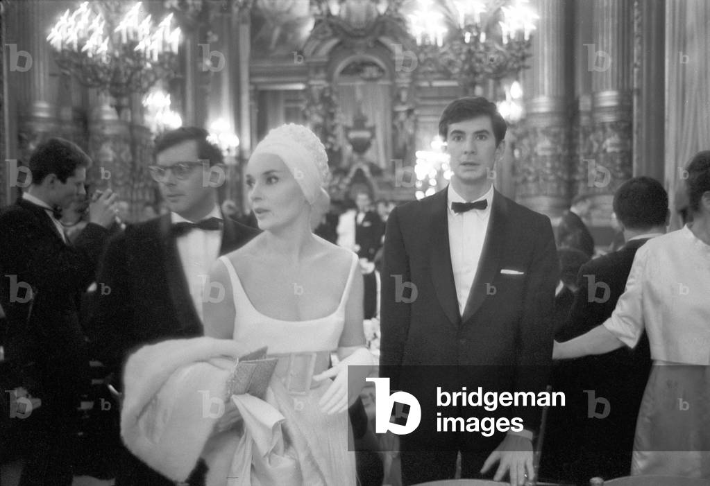 Anthony Perkins and Ludmilla Tchérina attending the presentation of the film Lafayette (b/w photo)