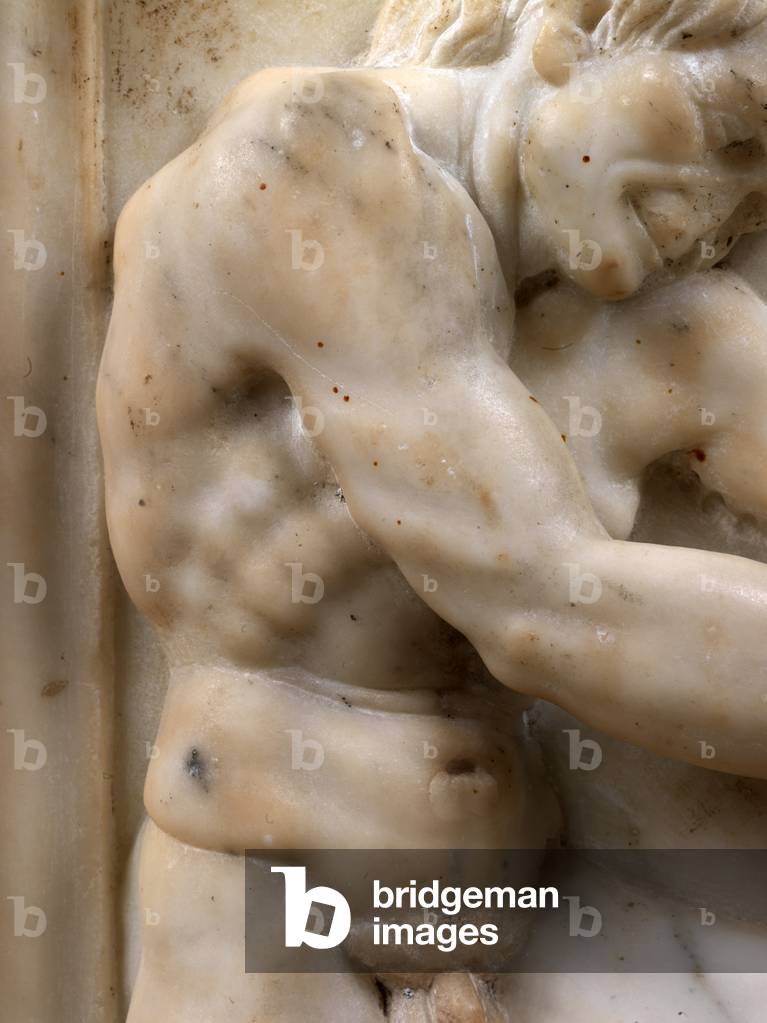 Panel with mythological scenes: Hercules and the Nemean lion, 1465 (relief)