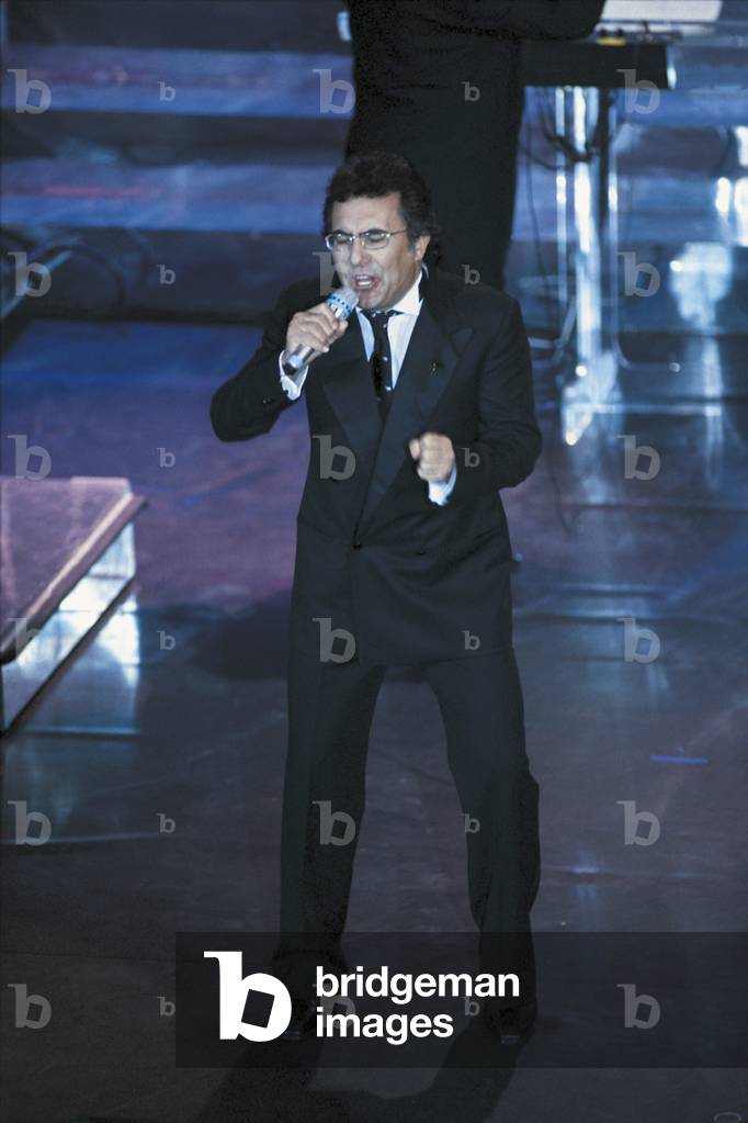 Al Bano singing during the Sanremo Music Festival, Sanremo, Italy, 1991