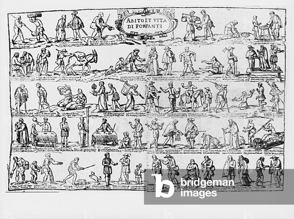Abito et vita di forfanti, 16th Century (xylography)