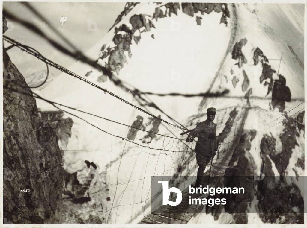 General Piccione on a footbridge at 3000 metres, Italy