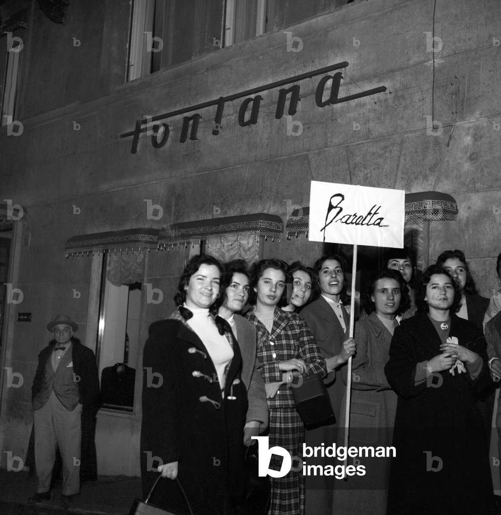 Festival of Roman tailor's shops, Italy, 1957 (b/w photo)