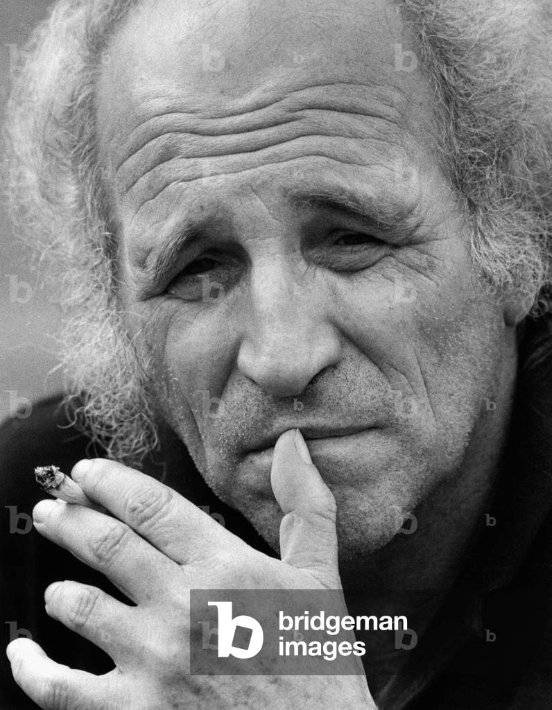 Portrait of Léo Ferré with a cigarette in his hand, Rome, Italy