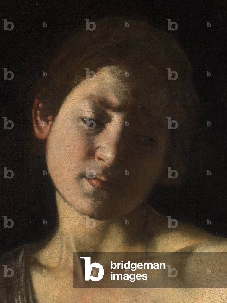 David with the Head of Goliath, detail of David, 1609-10 (oil on canvas)