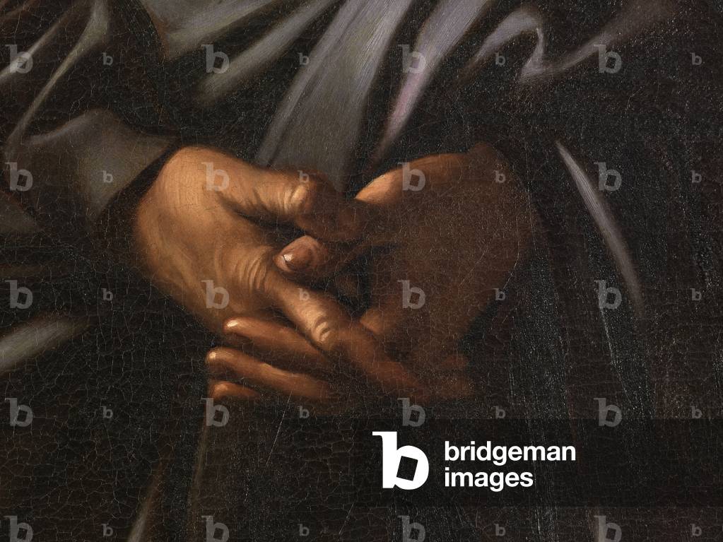 Madonna Palafrenieri, detail of the crossed hands of Saint Anne, 1605 (oil on canvas)