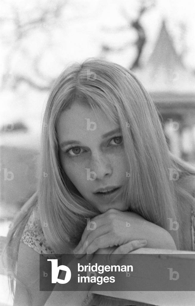 Mia Farrow posing, USA, 1964 (b/w photo)