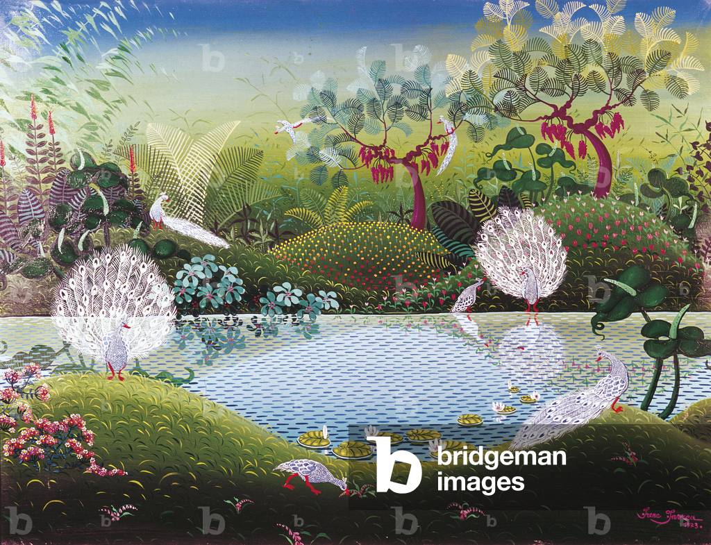 The white peacocks, 1973 (oil on canvas)