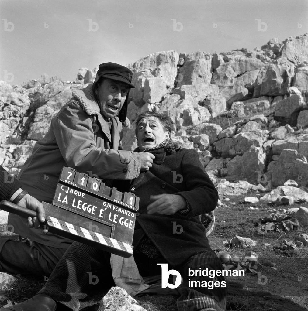 Toto and Fernandel in The Law Is the Law, Unspecified, 1958 (b/w photo)