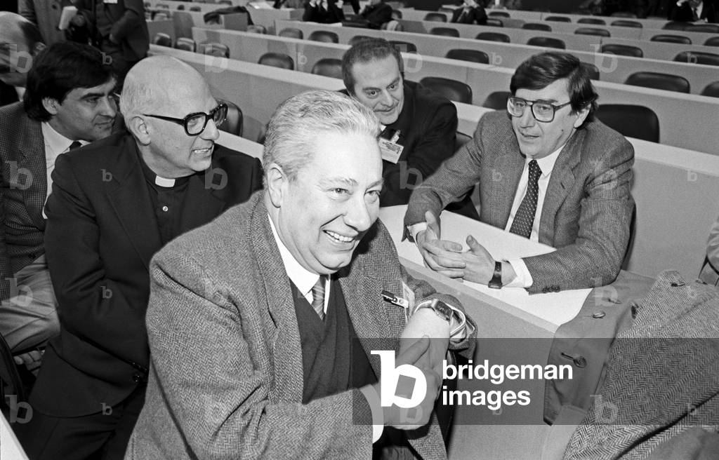 Vincenzo Scotti, Bartolomeo Sorge and Leoluca Orlando in conversation