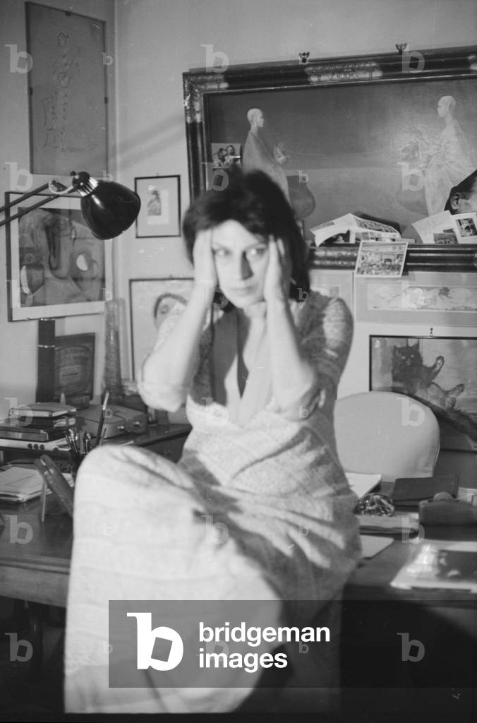 Anna Magnani at home, Italy, 1968 (b/w photo)