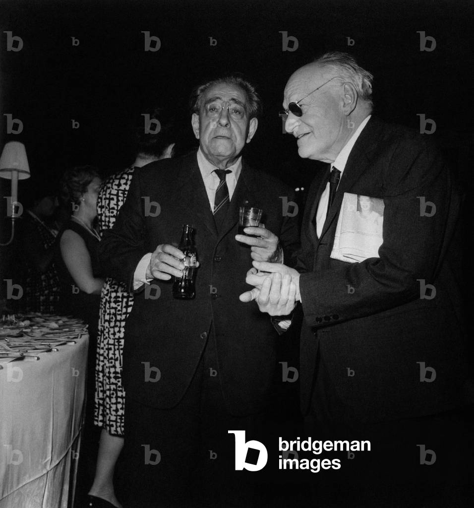 Giovacchino Forzano and Giuseppe Ungaretti at a meeting in honour of Giovanni Arpino