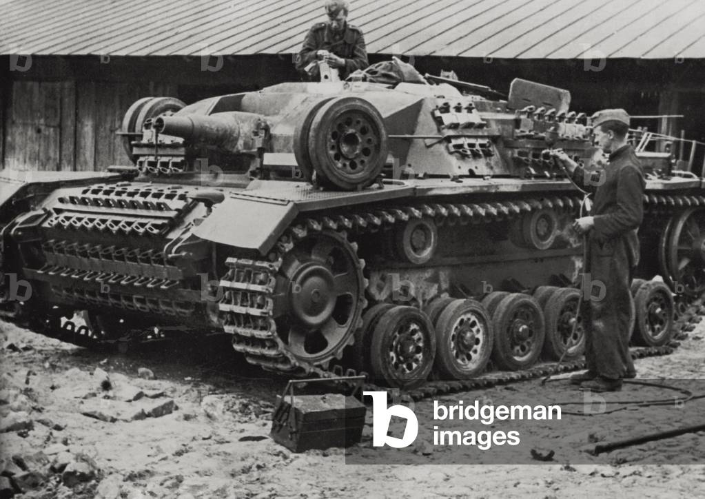 German tank being repaired