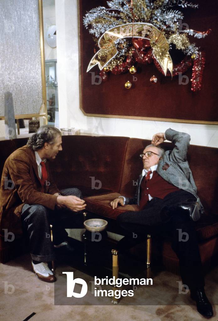 Marcello Mastroianni and Federico Fellin on the set of Ginger and Fred, Italy, 1985 (photo)