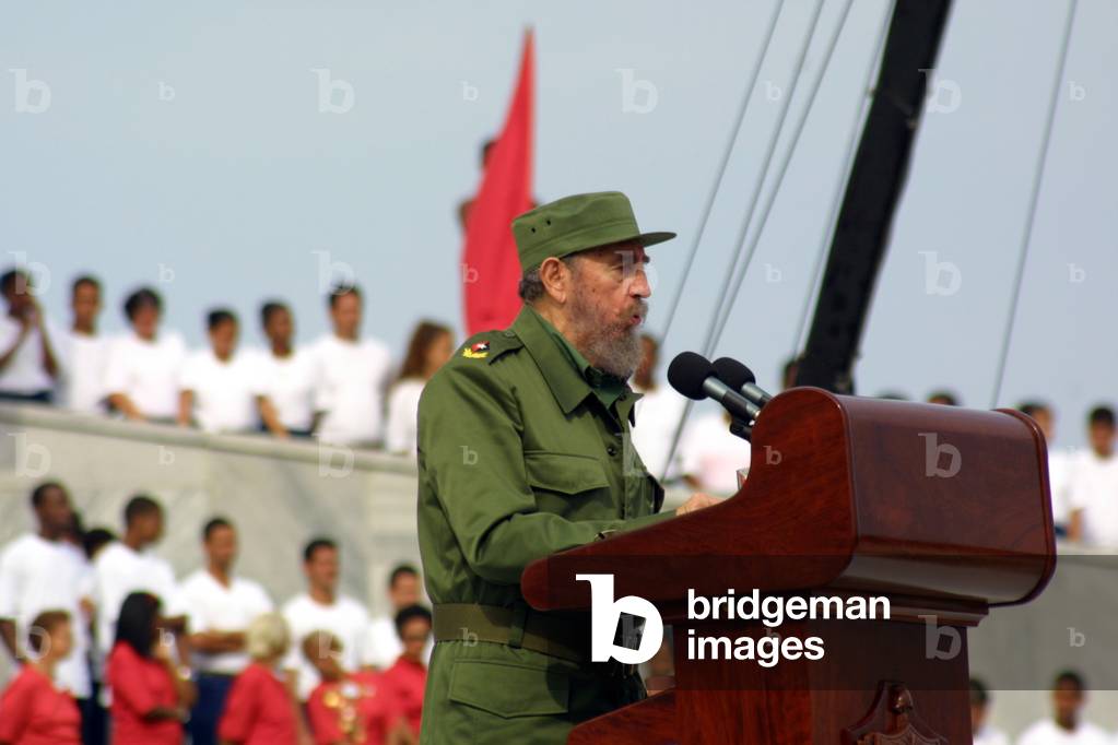 Fidel Castro during a rally, 1980 (photo)