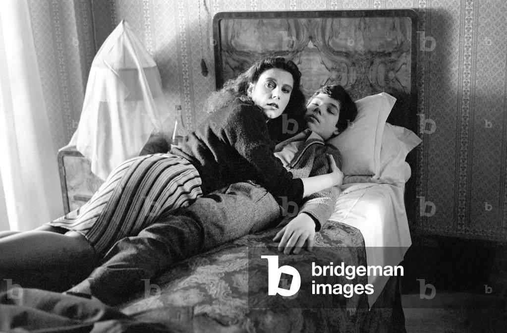 Stefania Sandrelli and Karl Zinny on the set of Disobedience, Italy, 1981 (b/w photo)