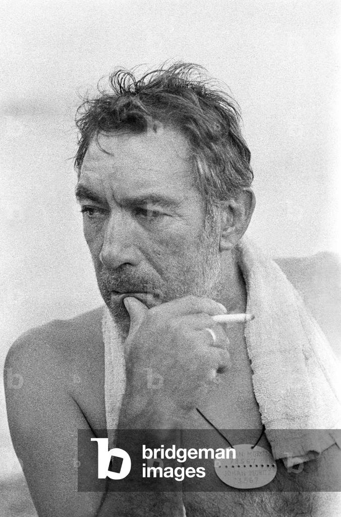 Anthony Quinn on the set of The 25th Hour, Yugoslavia, 1967 (b/w photo)