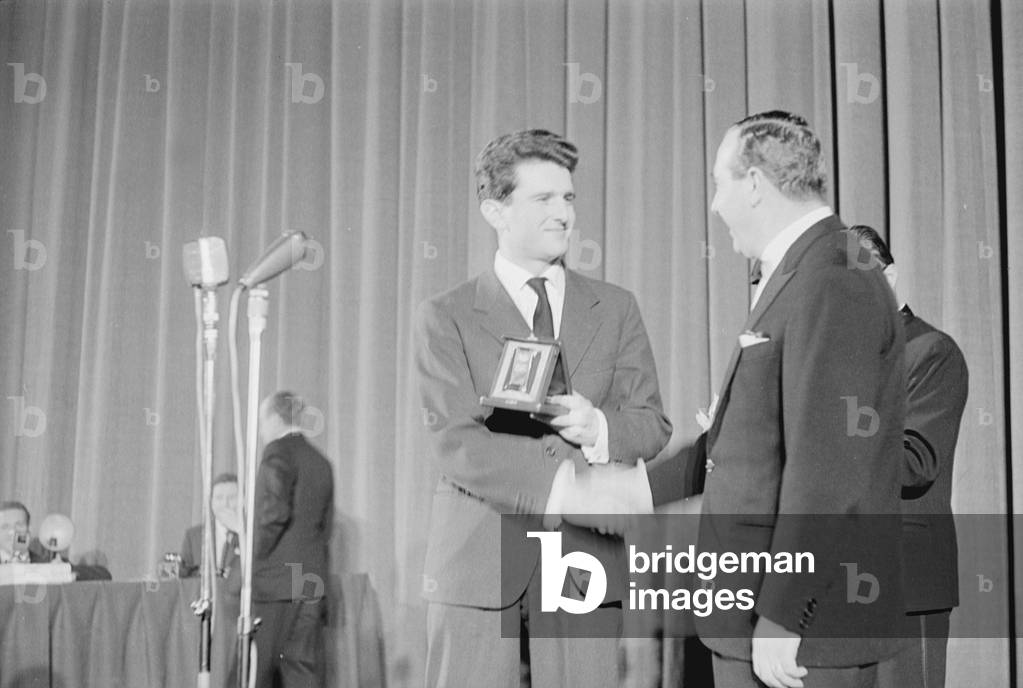 Silver Ribbons award ceremony, Italy, 1961 (b/w photo)