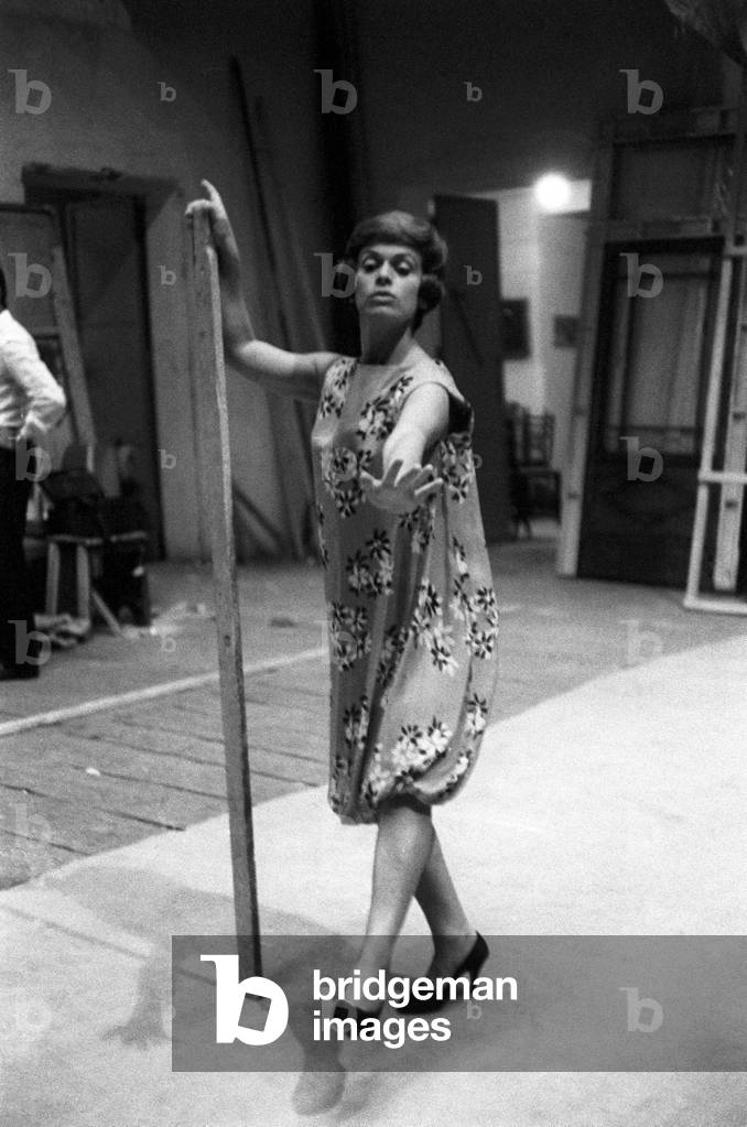 Franca Valeri rehearsing one of her characters