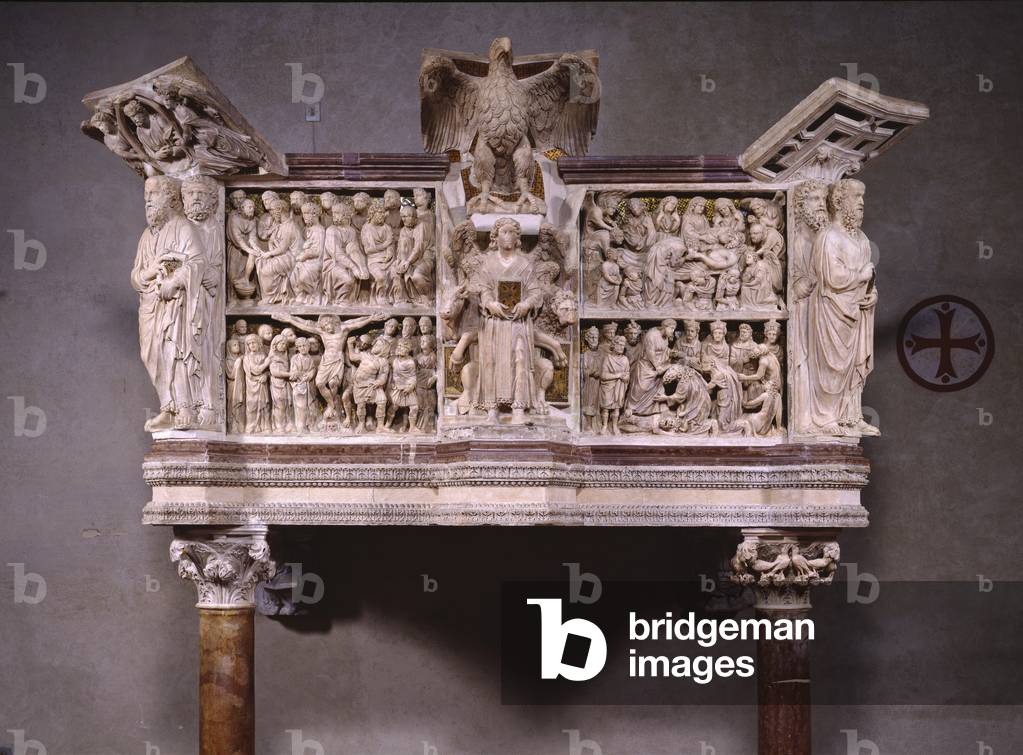 Pulpit with scenes from the Gospel and the Evangelists, 1270 (high relief)
