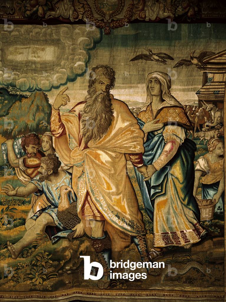 Noah's Stories. Disembarkation of animals from the Ark, by Gillam Van Cortenberg's Manifacture, 1650 - 1660, 17th Century, woll and silk tapestry, with a warp made of 5-6 threads per cm.