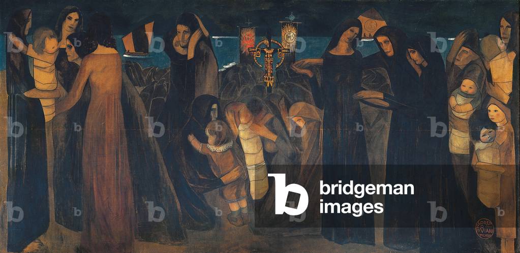 The blessing of the deads of the sea, by Lorenzo Viani, 1914 - 1916, 20th Century, oil on canvas