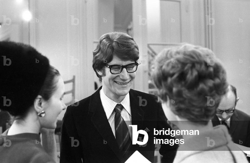Yves Saint Laurent in Paris, France, 1966 (b/w photo)