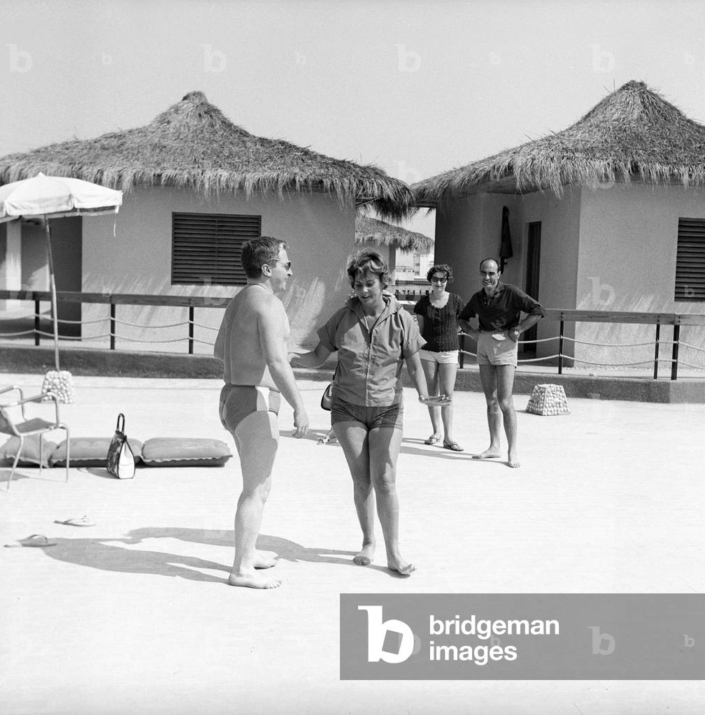 Alida Valli and Carlo Croccolo dancing, Italy, 1962 (b/w photo)