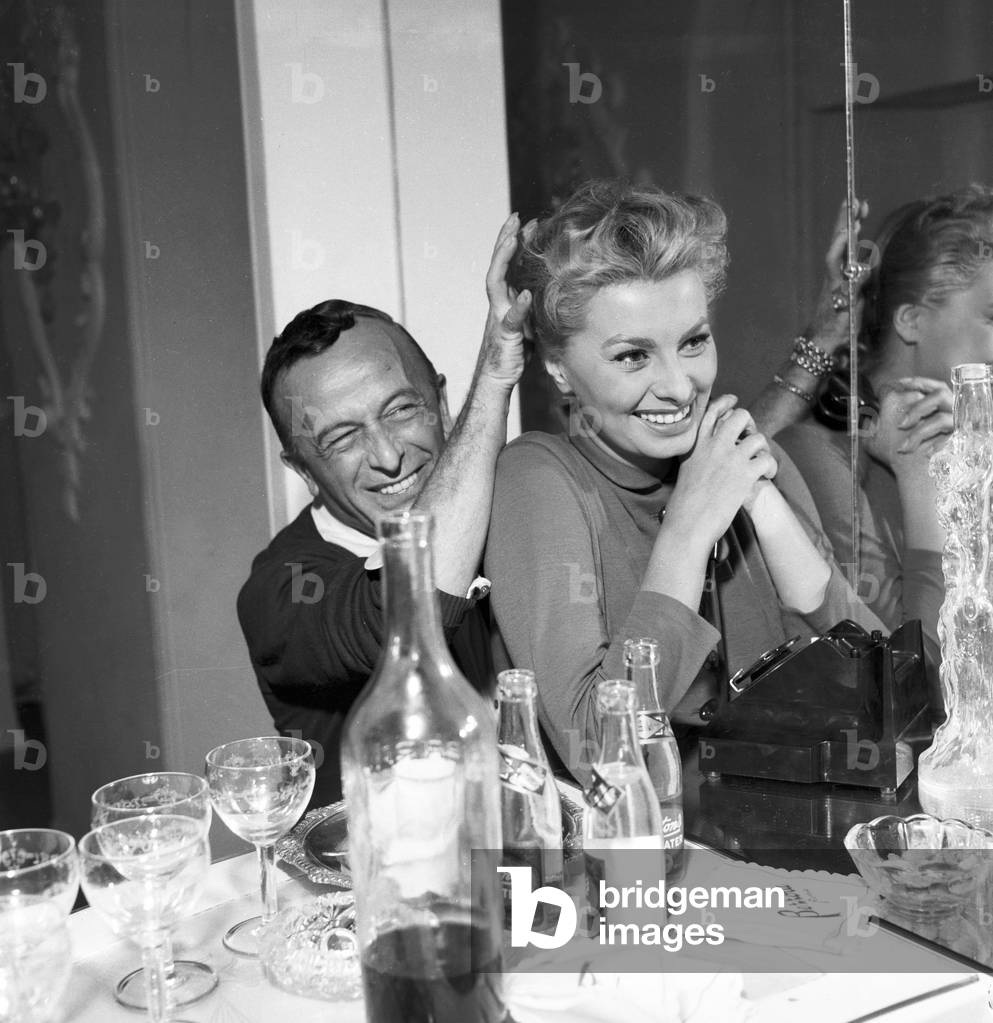 Sophia Loren with Emilio Schuberth, 1955 (b/w photo)