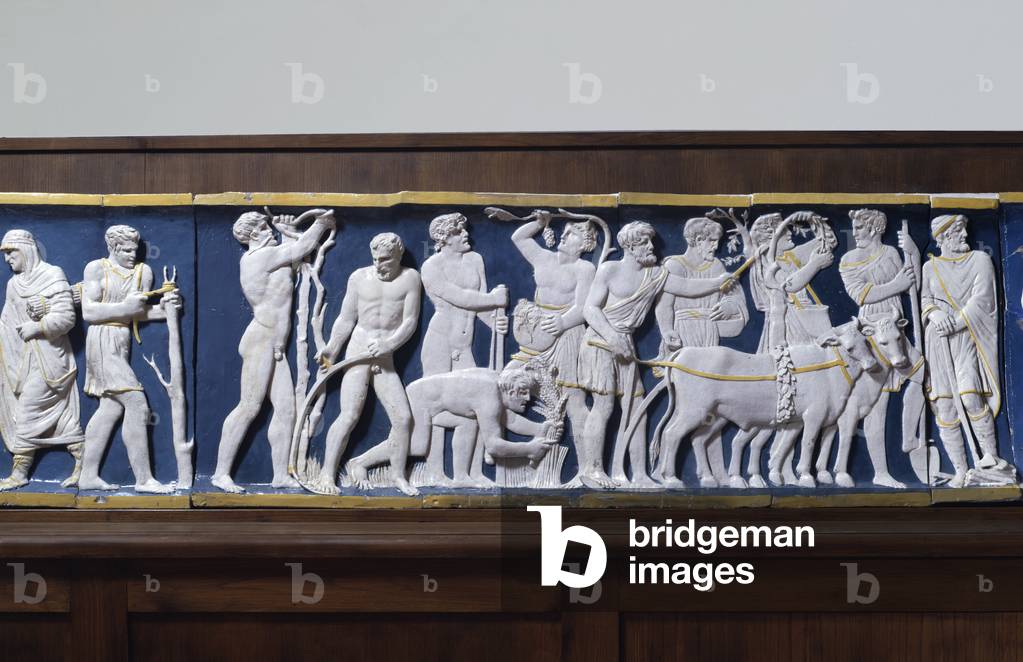 Frieze of Villa medicea di Poggio a Caiano (Fregio di Villa medicea di Poggio a Caiano), by Andrea Sansovino and Bertoldo di Giovanni, 1490, 15th Century, glazed terracotta
