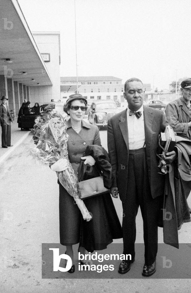 Richard Wright with his wife Ellen Poplar in Verona, Verona, Italy, 1957