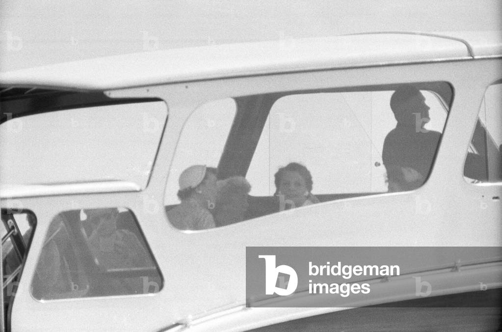Clarissa Eden and Mamie Eisenhower on a boat trip during the Geneva Summit, Geneva, Switzerland