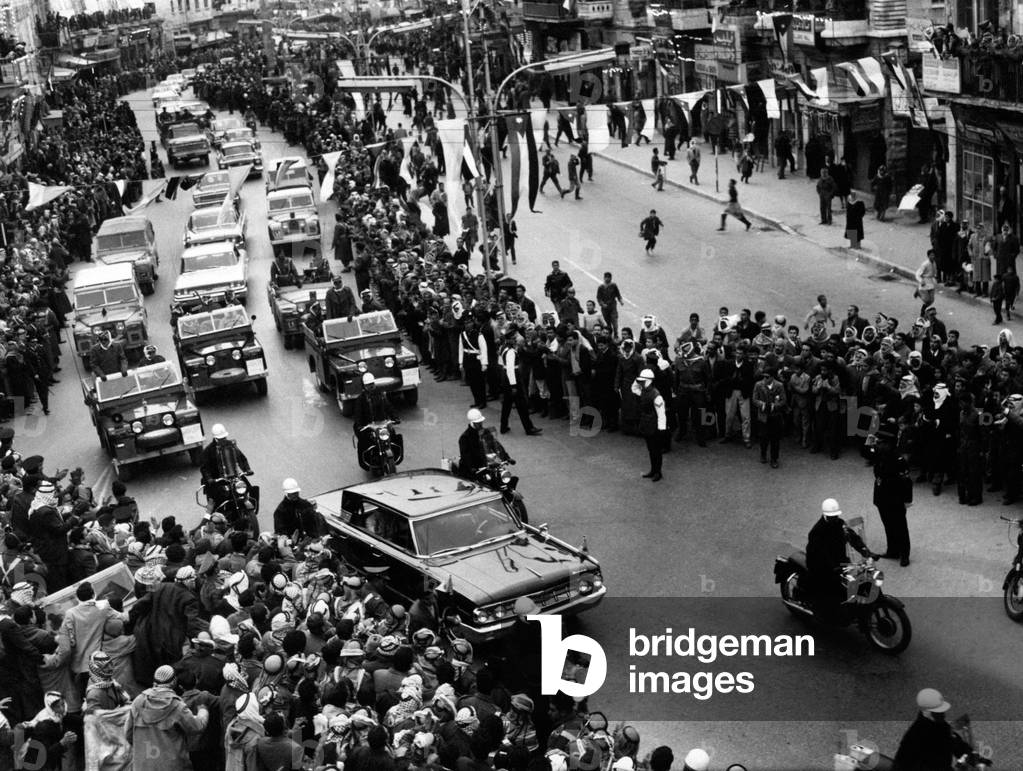 The Pope Paul VI arriving in Amman, Jordan, 1964 (b/w photo)