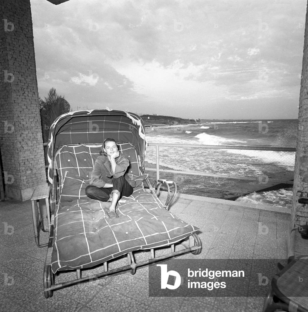 Ingrid Bergman posing, Italy, 1956 (b/w photo)