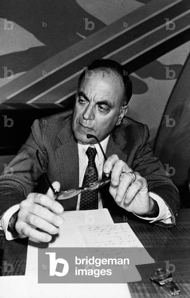 Rino Formica participating in a political convention, Italy, 1981