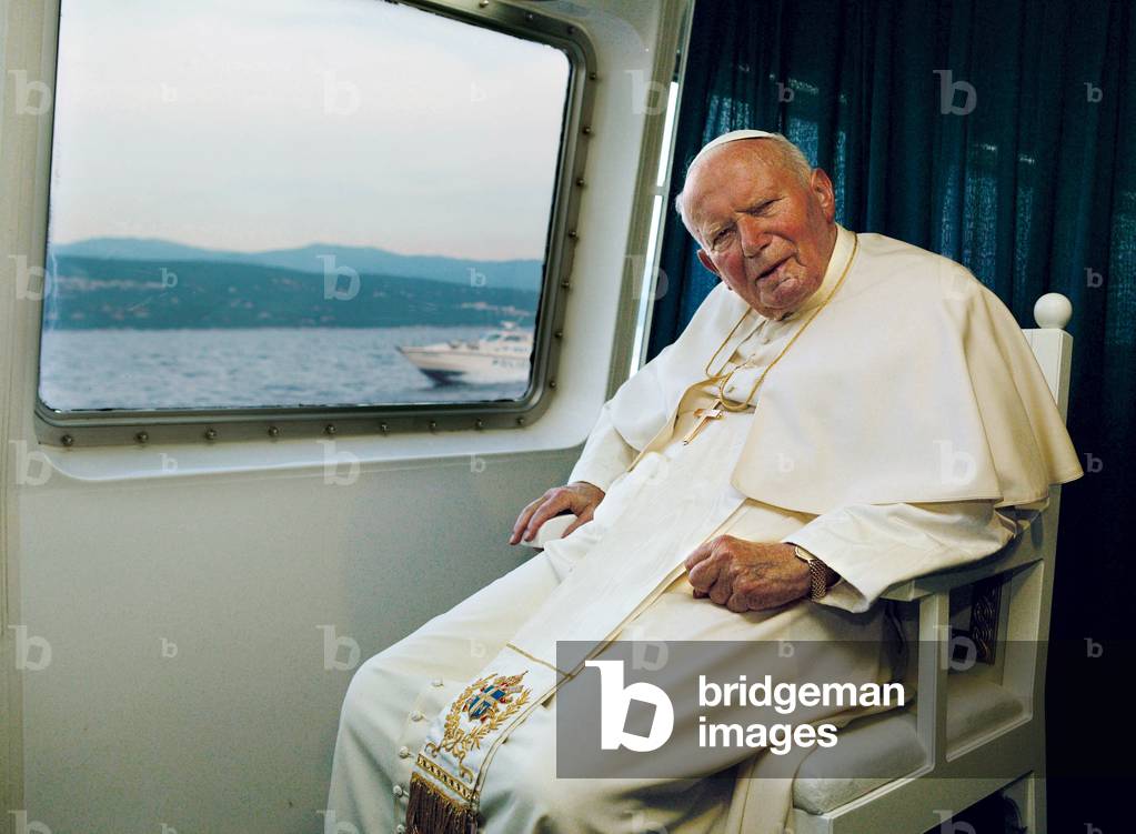 Pope John Paul II travelling on board a catamaran, Croatia