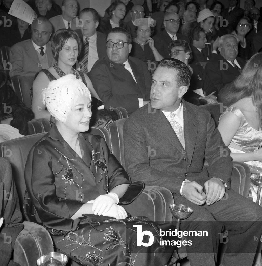 Giulietta Masina and Renato Castellani at the gala night for the film ...and the Wild Wild Women, Italy, 1959 (b/w photo)