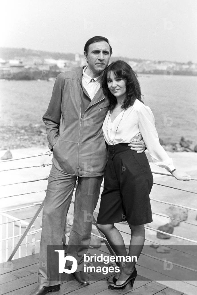 Pippo Baudo with Adriana Russo, Italy, 1981 (b/w photo)