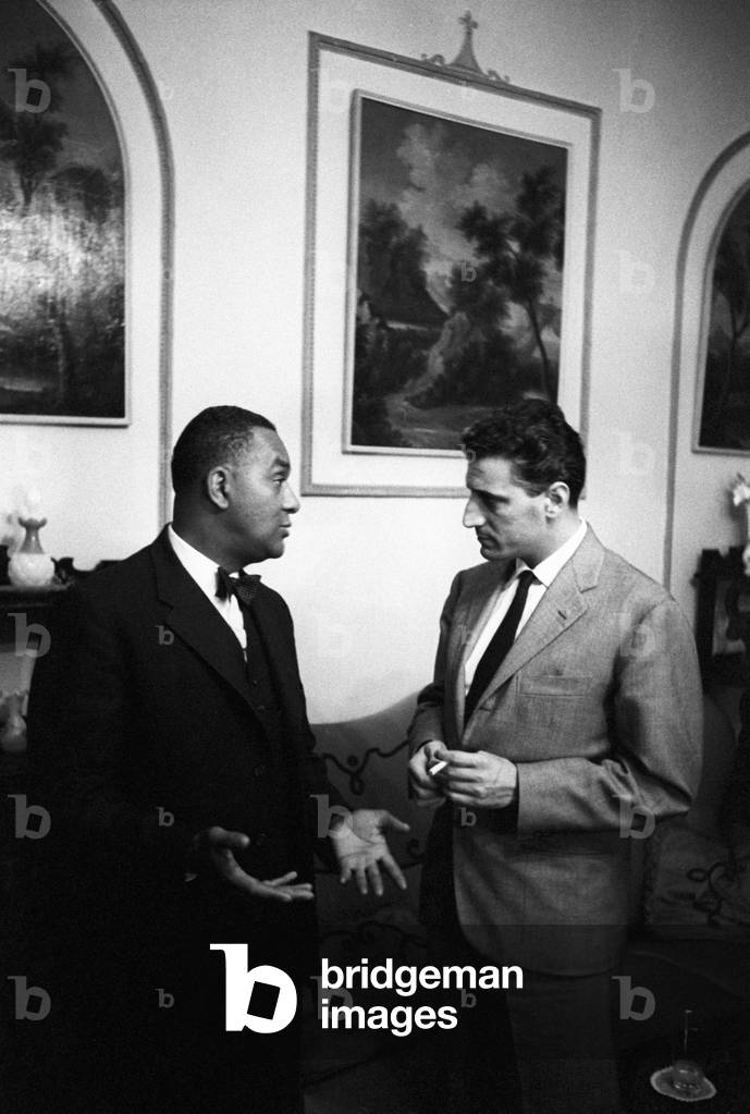 Richard Wright talking to a man