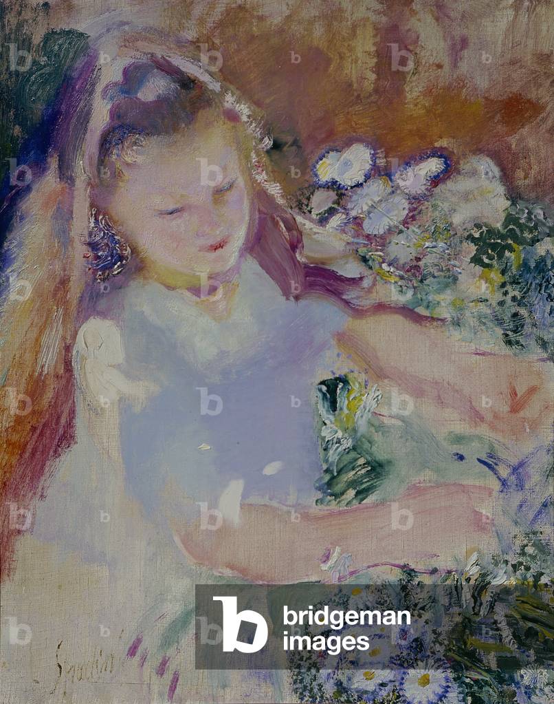 Little Girl among Flowers, 1915 (oil on canvas)
