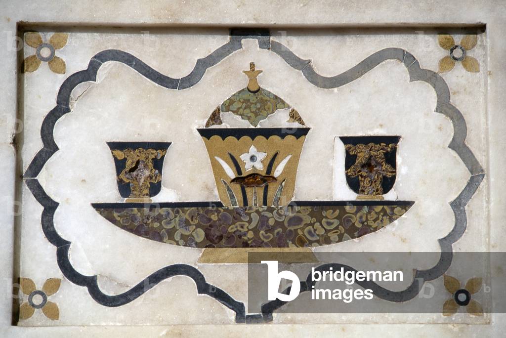 Marble inlay, by Mughal craftsmen, 1622-1628, 17th century, Agra, India (gemstone inlay on marble)