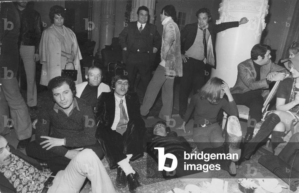 Gianni Morandi protesting during the 22nd Sanremo Music Festival