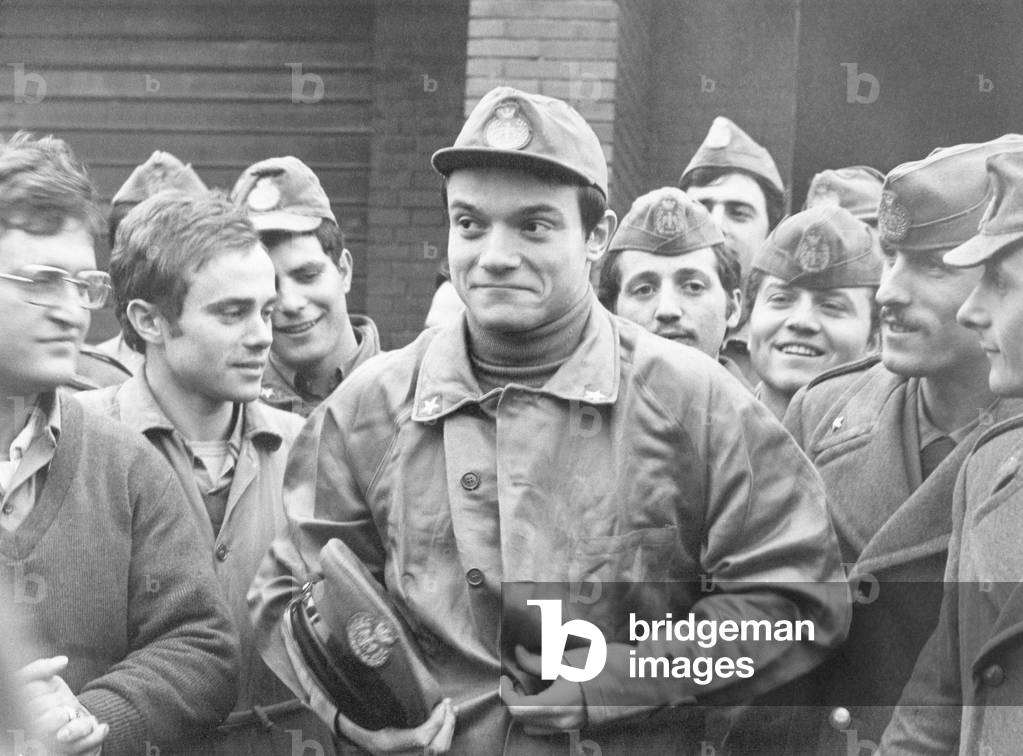 Massimo Ranieri doing his military service, Italy