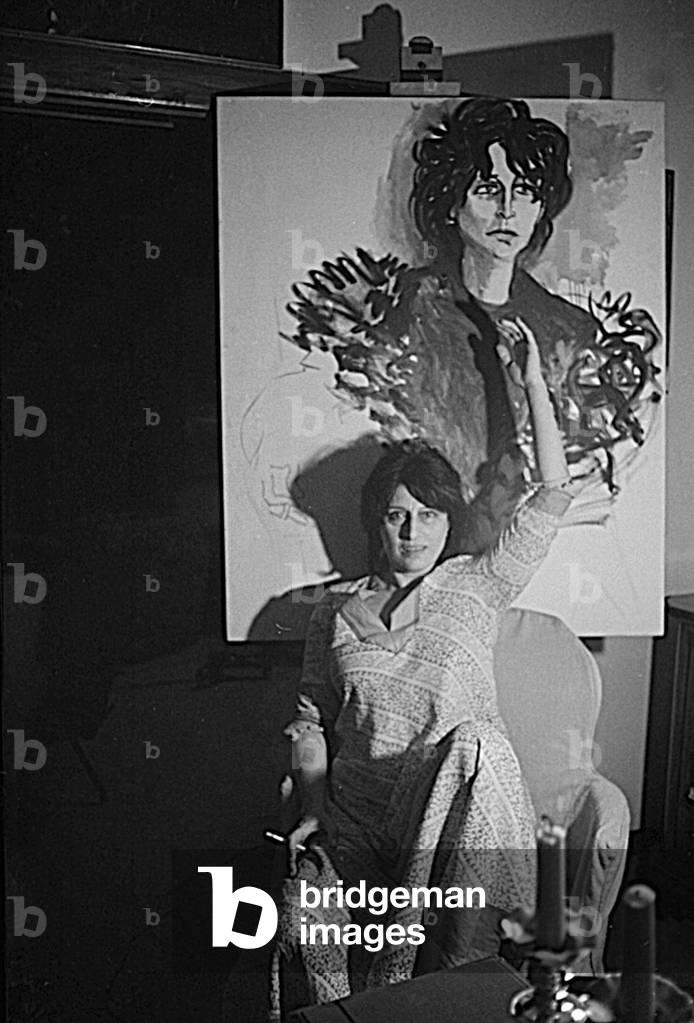 Anna Magnani at home, Italy, 1968 (b/w photo)