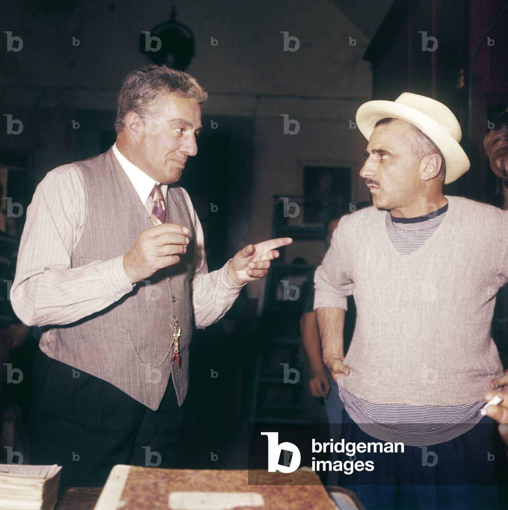 Vittorio De Sica and Mario Monicelli on the set of Doctor and the Healer, Italy, 1957 (photo)