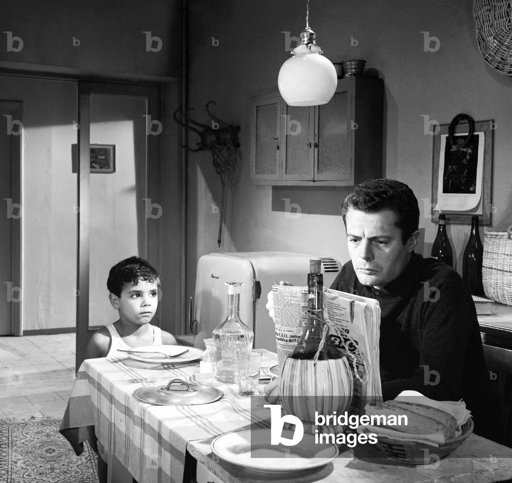 Marcello Mastroianni in the film Fathers and Sons, Italy, 1956 (b/w photo)
