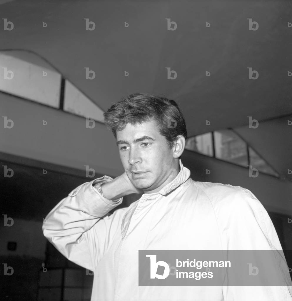 Anthony Perkins at Ciampino Airport (b/w photo)