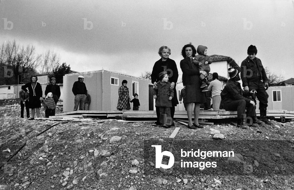 Some evacuated families of a village after the earthquake