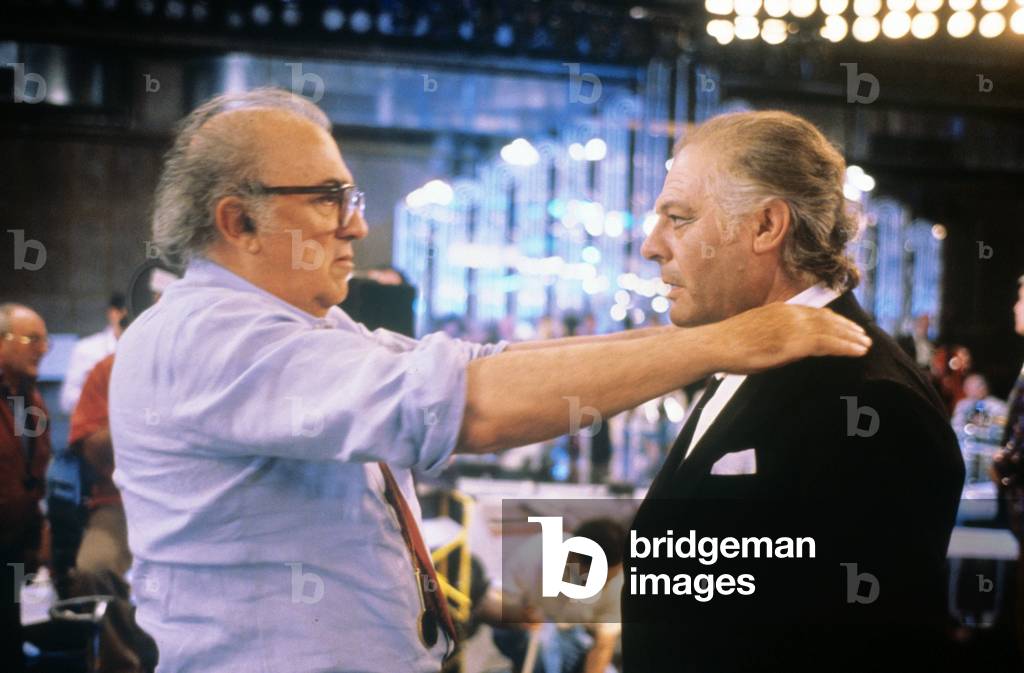 Marcello Mastroianni and Federico Fellin on the set of Ginger and Fred, Italy, 1985 (photo)
